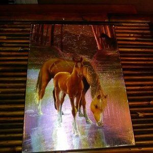 Vtg Cedar Jewelry Trinket Box from Great Smoky Mts w/Horse Picture on top